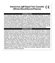 Hantavirus IgM Rapid Test Cassette (Whole Blood/Serum/Plasma) CE 25 Tests