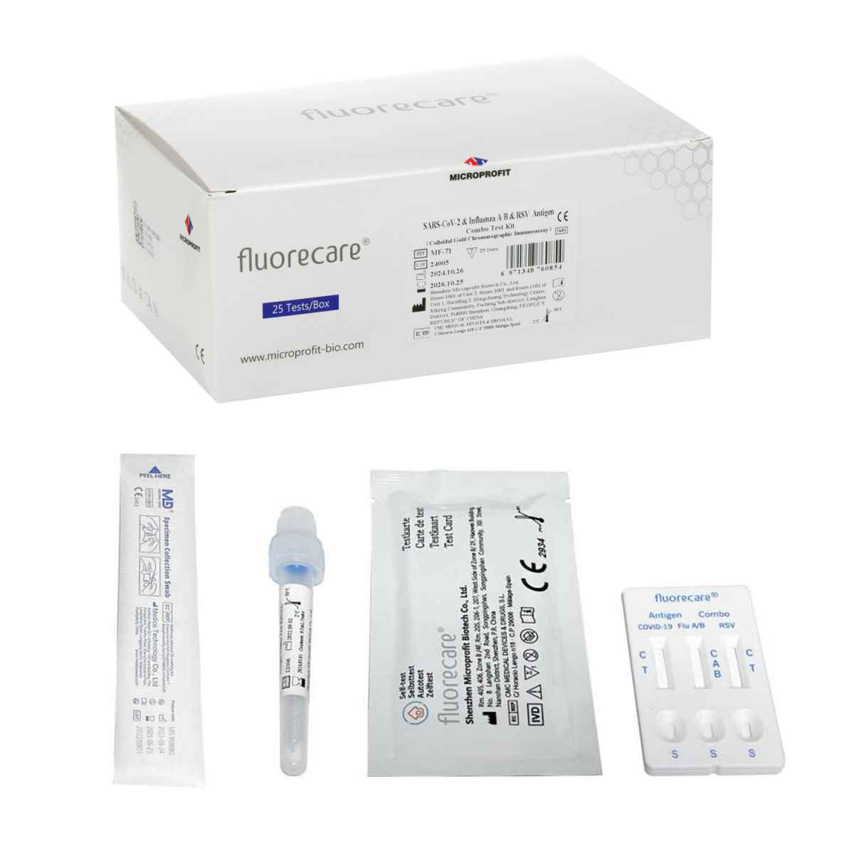 Fluorecare® Combo Test (Covid-19, FLU A&B, RSV) 25 Tests