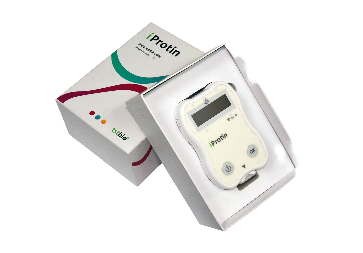 iProtin device with packaging on a white background