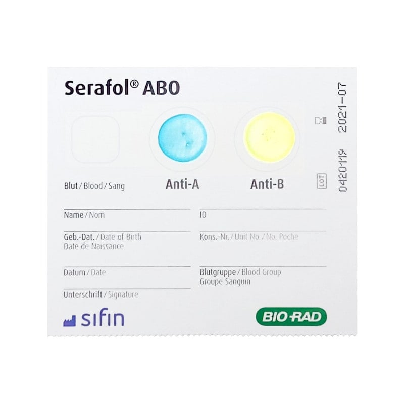 Serafol AB0 Bedside Cards 10 Tests