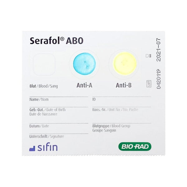 Serafol AB0 Bedside Cards 50 Tests
